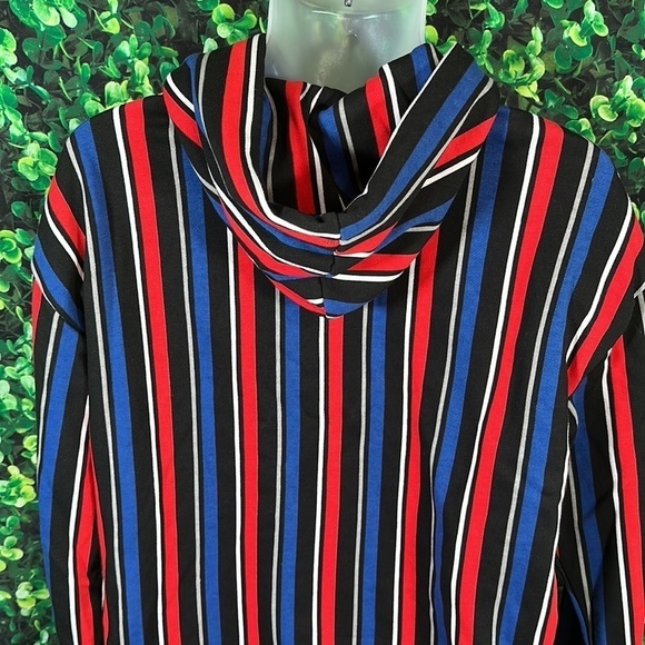 Urban Outfitters Small Vertical Striped Hoodie sweatshirt Red Blue Y2K 90s vibes - Picture 6 of 12